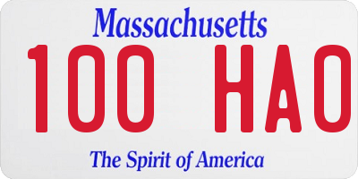 MA license plate 100HA0