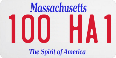 MA license plate 100HA1