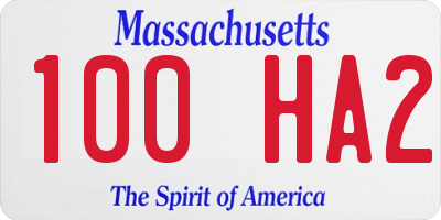 MA license plate 100HA2