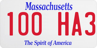 MA license plate 100HA3