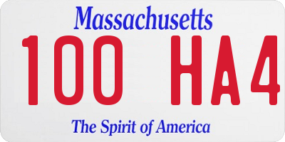 MA license plate 100HA4