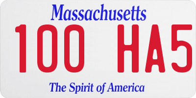 MA license plate 100HA5