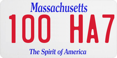 MA license plate 100HA7