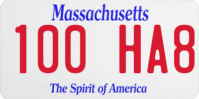 MA license plate 100HA8