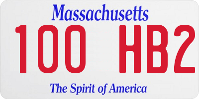 MA license plate 100HB2