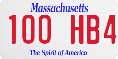 MA license plate 100HB4