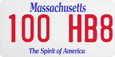 MA license plate 100HB8