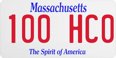 MA license plate 100HC0