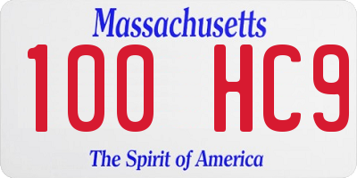 MA license plate 100HC9