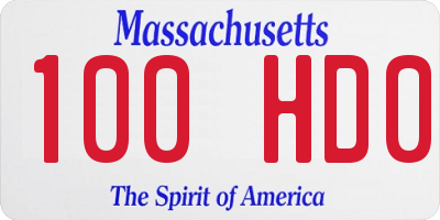 MA license plate 100HD0