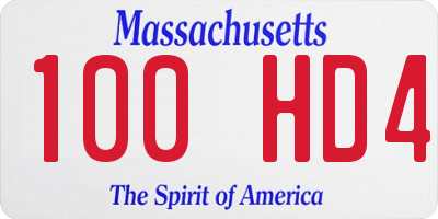 MA license plate 100HD4