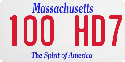 MA license plate 100HD7