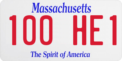 MA license plate 100HE1