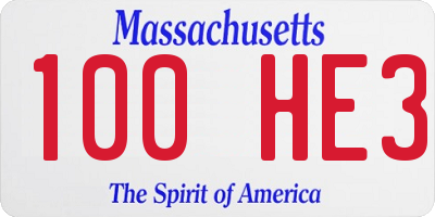 MA license plate 100HE3