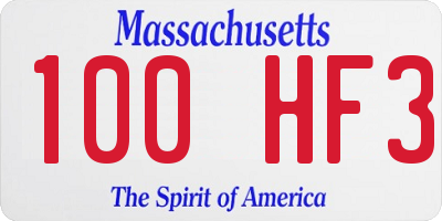 MA license plate 100HF3