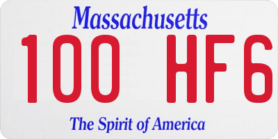 MA license plate 100HF6