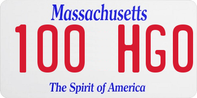 MA license plate 100HG0