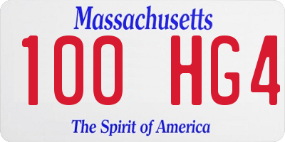 MA license plate 100HG4