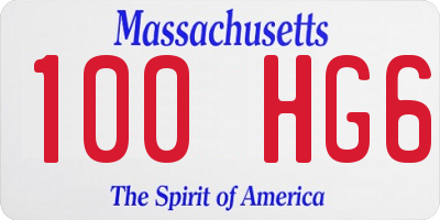 MA license plate 100HG6