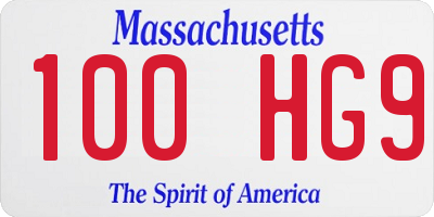 MA license plate 100HG9