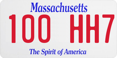 MA license plate 100HH7