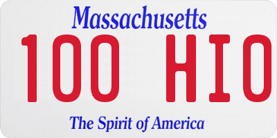 MA license plate 100HI0