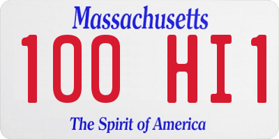 MA license plate 100HI1