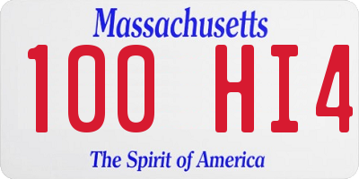 MA license plate 100HI4