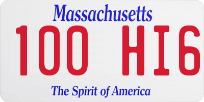 MA license plate 100HI6