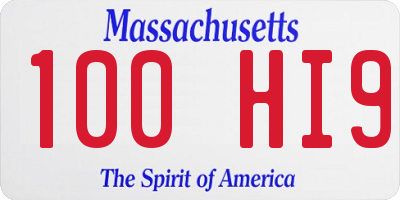 MA license plate 100HI9