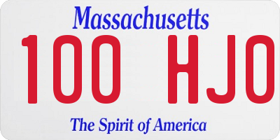 MA license plate 100HJ0