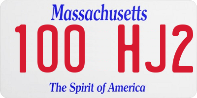 MA license plate 100HJ2