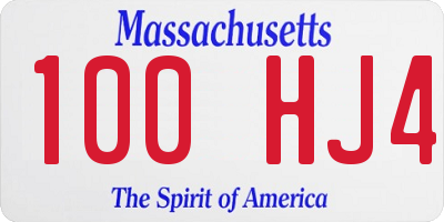 MA license plate 100HJ4