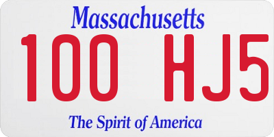 MA license plate 100HJ5