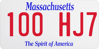 MA license plate 100HJ7