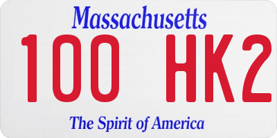 MA license plate 100HK2