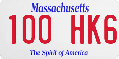 MA license plate 100HK6