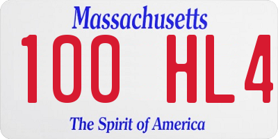 MA license plate 100HL4