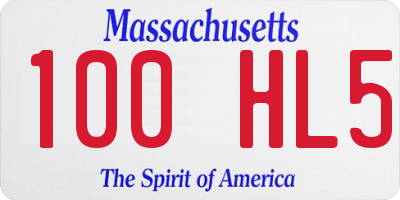 MA license plate 100HL5