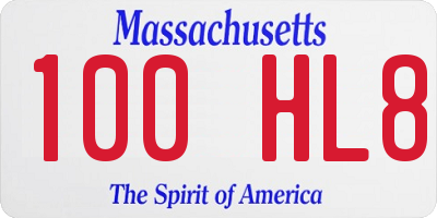 MA license plate 100HL8