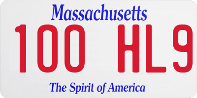 MA license plate 100HL9