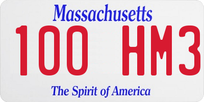 MA license plate 100HM3