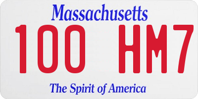 MA license plate 100HM7