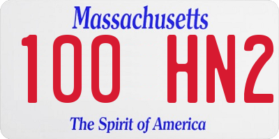 MA license plate 100HN2