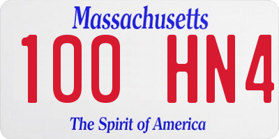 MA license plate 100HN4