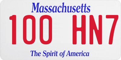 MA license plate 100HN7