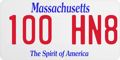 MA license plate 100HN8