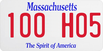 MA license plate 100HO5