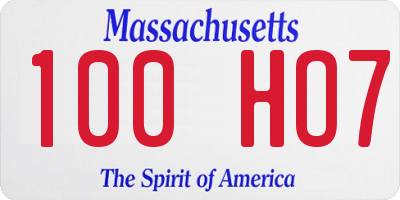 MA license plate 100HO7