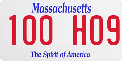 MA license plate 100HO9